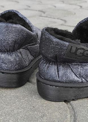 Темно серые черные лейбы теплые слипоны ботинки кроссовки дутики угги на меху осенние зимние6 фото