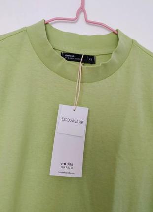 Новая базовая хлопковая футболка house светлая  салатовая  блуза5 фото