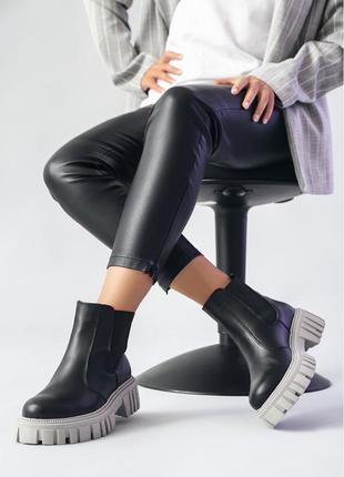 Женские кожаные ботинки челси на платформе3 фото