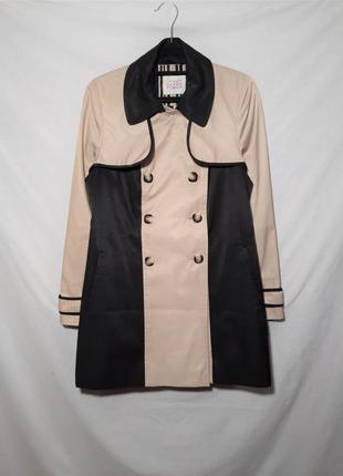 Двобортний плащ чорний тренч бежевий