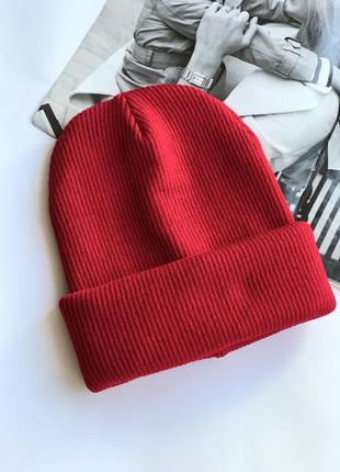 Шапка подвійна червона
