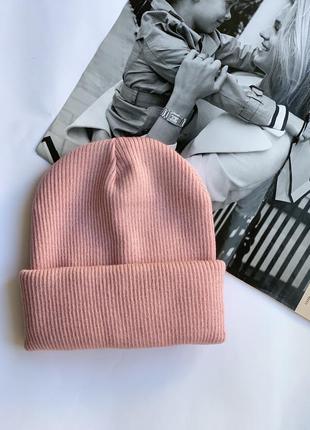 Шапка двойная светлая пудра