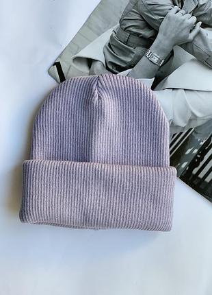 Шапка подвійна фіолетова жіноча