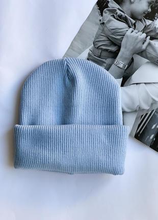Шапка женская двойная голубая