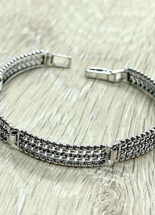 Серебряный браслет, ажурный, 925, черненое серебро