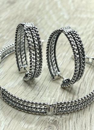 Срібний браслет, ажурний, 925, чорнене срібло2 фото