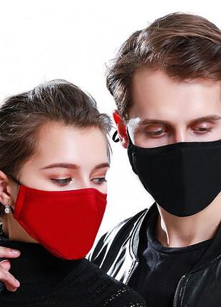 Маска фільтр пилезахисний з активованим вугіллям mp2.5 без клапаном, 5 шарів захисту чорна 70354