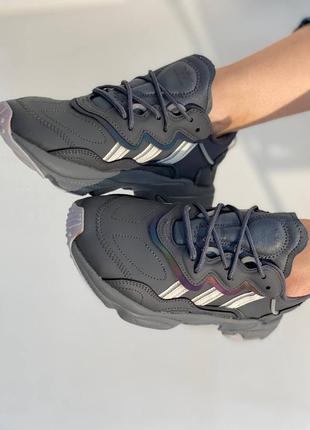 Кроссовки adidas ozweego dark grey/mint2 фото