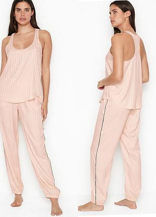 Сатинова піжама , піжама, одяг для дому , фірмова смужка victoria's secret вікторія сікрет