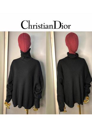 Christian dior вінтажний чорний об'ємний вовняний светр оверсайз гольф в'язка рубчик дизайнерський5 фото