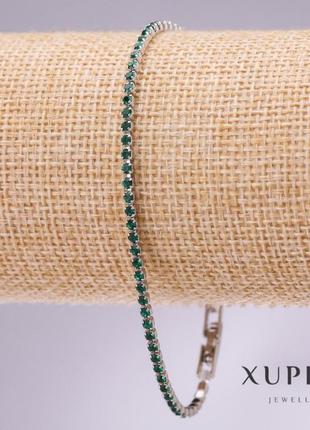 Браслет xuping з зеленими стразами, родій