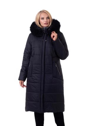 Жіноче зимове пальто з натуральним хутром людмила рр 48-66 кольору