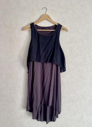 Allsaints платье шелк вискоза rubik dress черная серая короткая2 фото