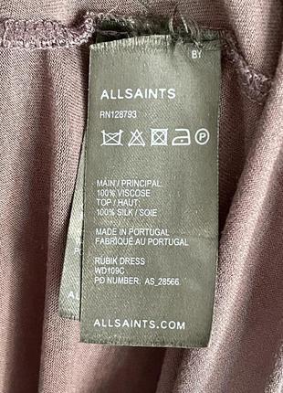 Allsaints платье шелк вискоза rubik dress черная серая короткая10 фото