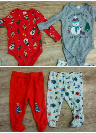 Боді і повзунки новорічні для малюків новорічний костюм 2 комплекти