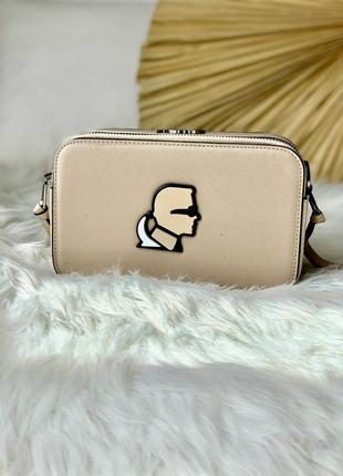 Karl lagerfeld beige женская бежевая стильная сумочка бренд жіночі модна маленька бежева сумка6 фото