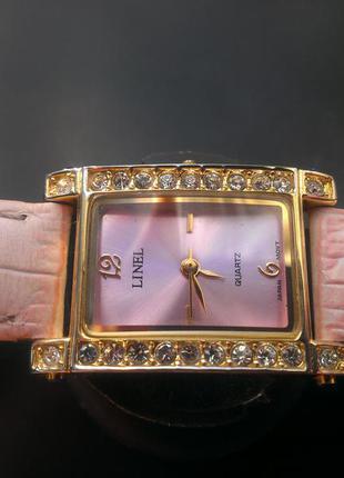 Симпатичные кварцевые женские часы со стразами, linel, 90е