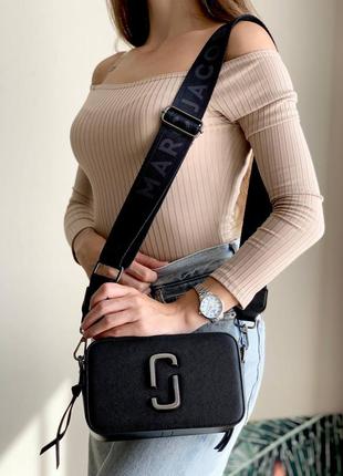Marc jacobs black/silver женская черная стильная брендовая сумочка с ремешком тренд жіноча маленька чорна модна сумка6 фото