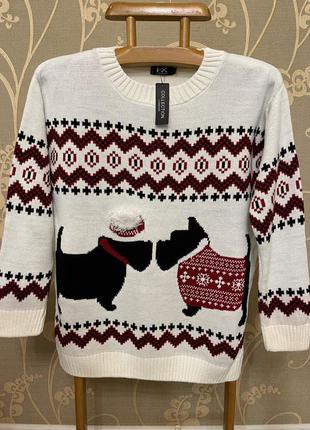Нереально красивый и стильный брендовый вязаный свитер с рисунком.