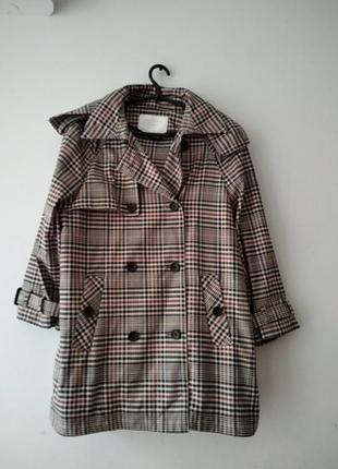 Zara демисезонное пальто размер s клетка7 фото