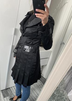 Bebe чёрное женское пальто плащ на осень размер xs2 фото