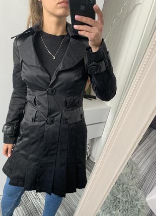 Bebe чёрное женское пальто плащ на осень размер xs