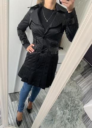 Bebe чёрное женское пальто плащ на осень размер xs3 фото