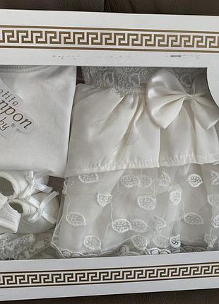 Комплект - платье для девочки 0-3 мес, хрещение