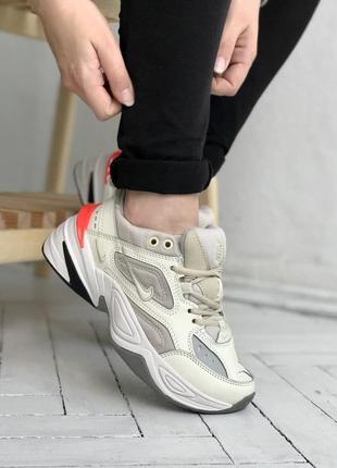 Кроссовки женские nike m2k tekno 🍏 найк м2к текно бежевые / кросівки жіночі найк м2к техно бежеві