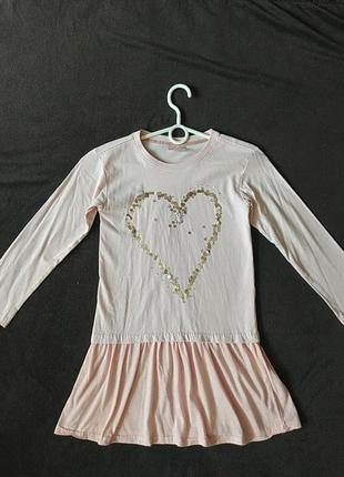 Ошатне ніжно - рожеве плаття туніка з паєтками