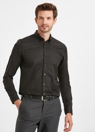 Черная мужская рубашка lc waikiki/лс вайкики в мелкий черный ромбик