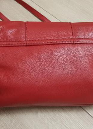 Кожаная сумка Tommyhilfiger, сумка кроссбоди, красная сумка7 фото