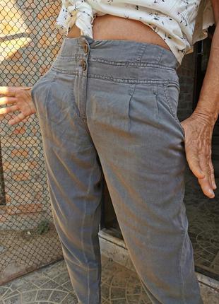 Брюки с защипами из вискозы штаны высокая средняя посадка зауженные wallis4 фото