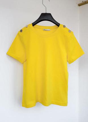 Желтая футболка zara футболка 100% хлопок