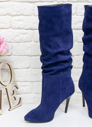 Замшеві жіночні чоботи гармошка на шпильці в будь-якому кольорі!2 фото
