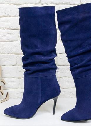 Замшеві жіночні чоботи гармошка на шпильці в будь-якому кольорі!5 фото