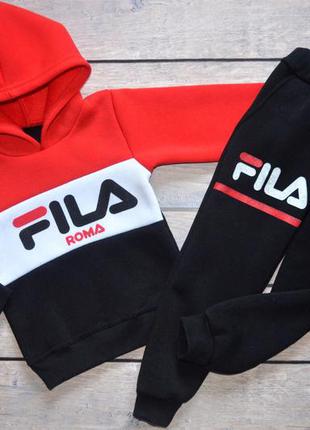 ✔ теплий костюм для хлопчиків "fila" філа (ріст 86-92,92-98,98-104,104-110)1 фото