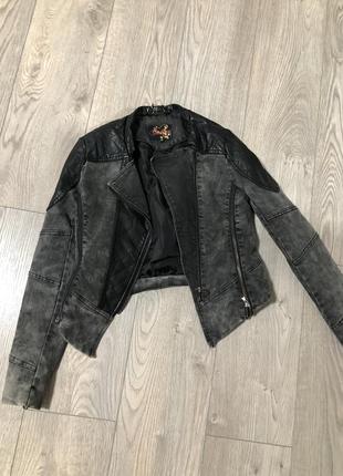 Куртка джинсовая джинсовка кожанка косуха