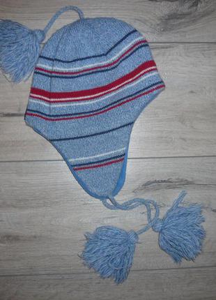 Зимова шапка на флісі 4-6 років 50 -51 см помпон зав'язки в ідеалі