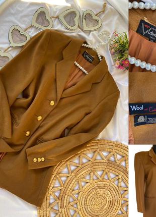 Фирменный стильный качественный натуральный пиджак цвет cemel