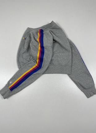 Кофта с разноцветными лентами на рукавах champion tech zne радуга лого лгбт флиска реглан свитер