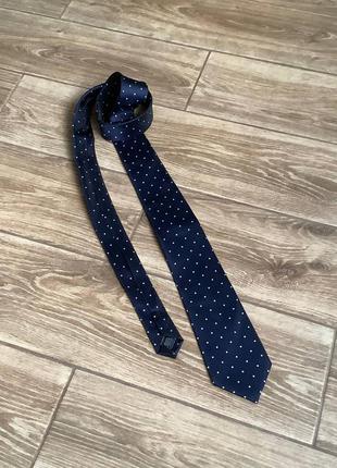 Краватка темно синій в горох