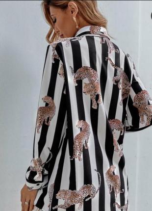 Рубашка в полоску с леопардами, люкс качество, размер м.2 фото