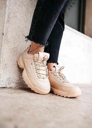 Жіночі кросівки філа fila disruptor beige, жіночі філа жіночі, женские кроссовки