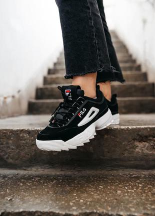 Fila disruptor black white, жіночі кросівки філа1 фото