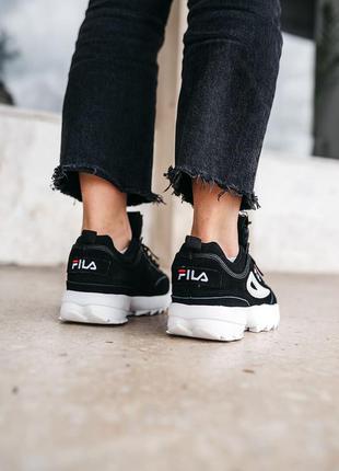 Fila disruptor black white, жіночі кросівки філа4 фото