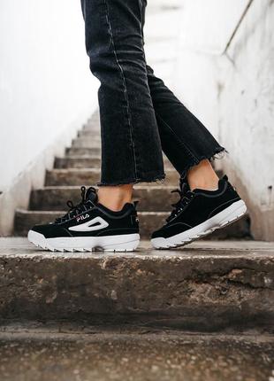 Fila disruptor black white, жіночі кросівки філа7 фото