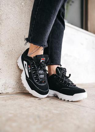 Fila disruptor black white, жіночі кросівки філа2 фото