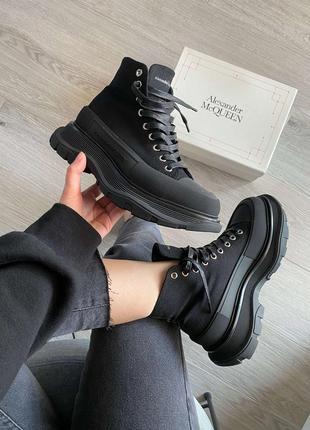 Кеди жіночі alexander mcqueen tread slick black3 фото