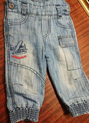 Штаны джинсовые на лямках турция3 фото